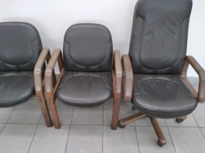 Scrivania angolare Noce massello base Marmo bianco 235+200x100cm