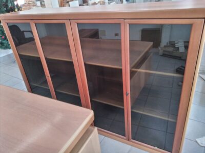 Scrivania angolare Noce massello base Marmo bianco 235+200x100cm