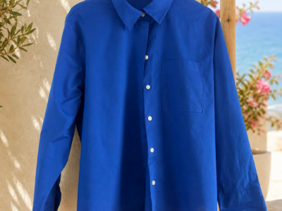 Camicia manica lunga blu elettrico