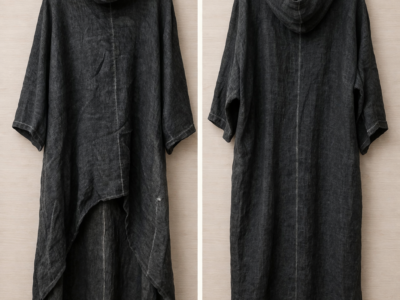 Vestito oversize con cappuccio in lino