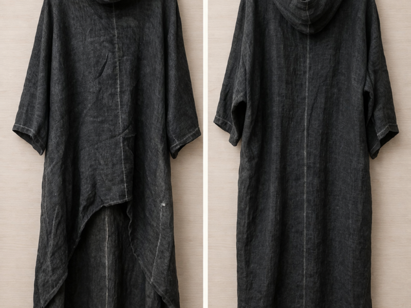 Vestito oversize con cappuccio in lino