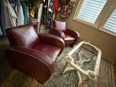 Coppia poltrone Art Déco in pelle anni ‘30