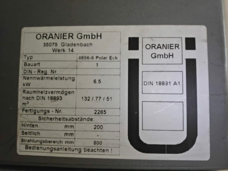 Stufa a legna marca ORANIER