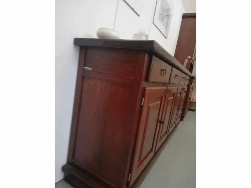 Mobile credenza in legno massello con 4 ante e cassetti